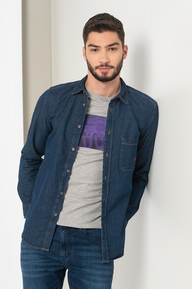 Diesel Camasa din denim cu cusaturi contrastante D-Billy Barbati