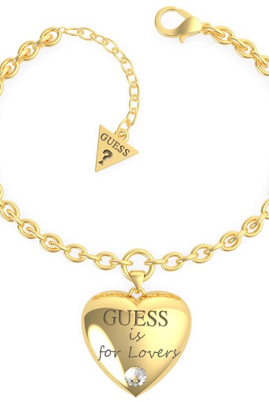 Guess Bratara cu talisman inima si cristal , placata cu aur Femei