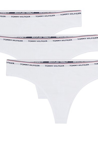 Tommy Hilfiger Set de chiloti tanga cu banda cu logo in talie -3 perechi Femei