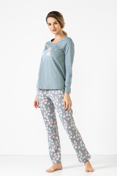 Sofiaman Pijama de bumbac organic cu imprimeu Ginko Femei
