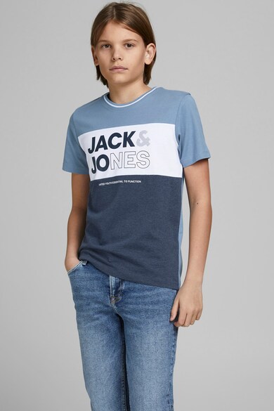 Jack & Jones Tricou cu model in dungi si imprimeu logo Baieti