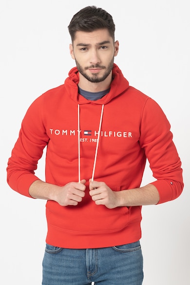 Tommy Hilfiger Logós organikuspamut pulóver kapucnival férfi
