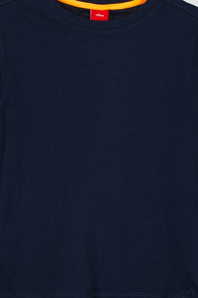s.Oliver Set 2 tricouri cu decolteu la baza gatului, baieti, cu dungi si uni, Bleumarin/Verde Baieti