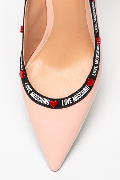 Love Moschino Pantofi slingback de piele lacuita cu benzi logo Femei