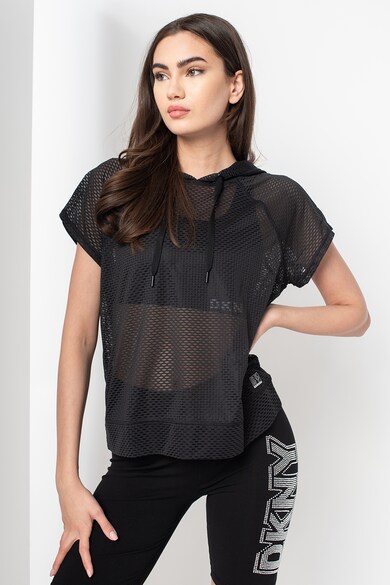 DKNY Tricou de plasa cu gluga Femei