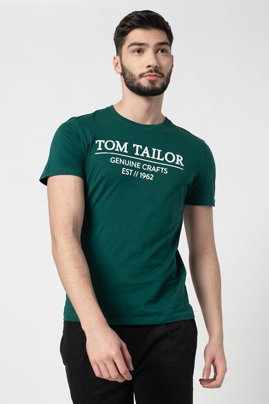 Tom Tailor Tricou cu decolteu la baza gatului si imprimeu logo Barbati