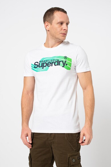 SUPERDRY Tricou cu imprimeu logo si decolteu la baza gatului Barbati