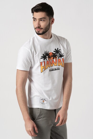 Napapijri Tricou cu decolteu la baza gatului, imprimeu tropical si logo Sirre Barbati