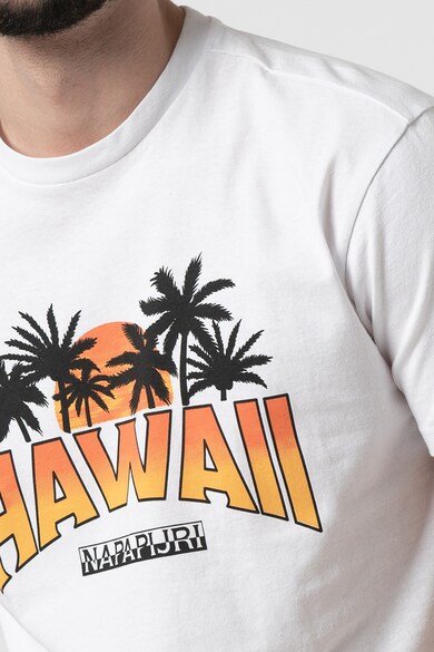 Napapijri Tricou cu decolteu la baza gatului, imprimeu tropical si logo Sirre Barbati