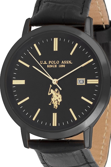 U.S. Polo Assn. Ceas analog cu o curea de piele cu model tip piele de crocodil Barbati