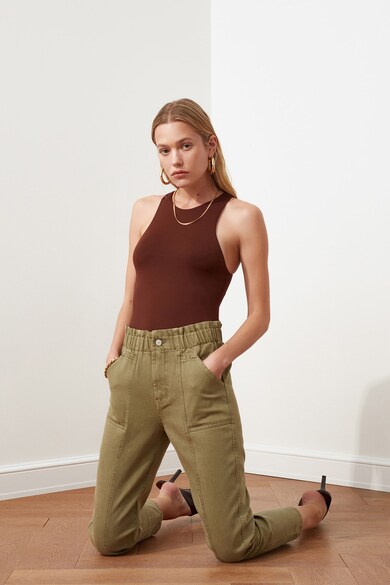 Trendyol Pantaloni crop cu talie elastica Femei