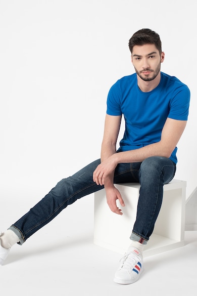 United Colors of Benetton Blugi skinny cu talie medie si aspect decolorat Barbati