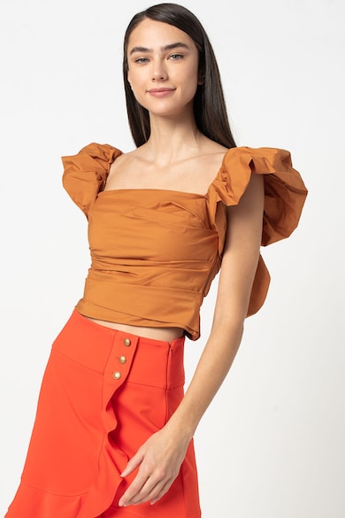 Pinko Bluza crop cu model drapat si maneci fluture supradimensionate Debra Femei