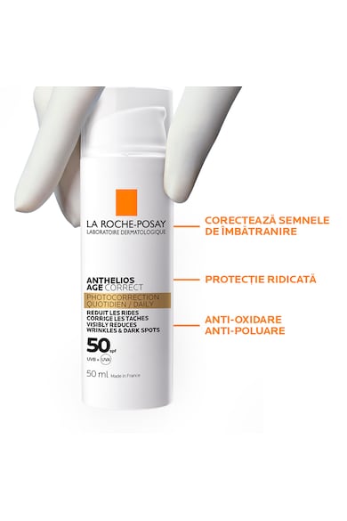 La Roche-Posay Anthelios Age Correct Arckrém fényvédővel, Öregedésgátló hatás, SPF 50, 50 ml női