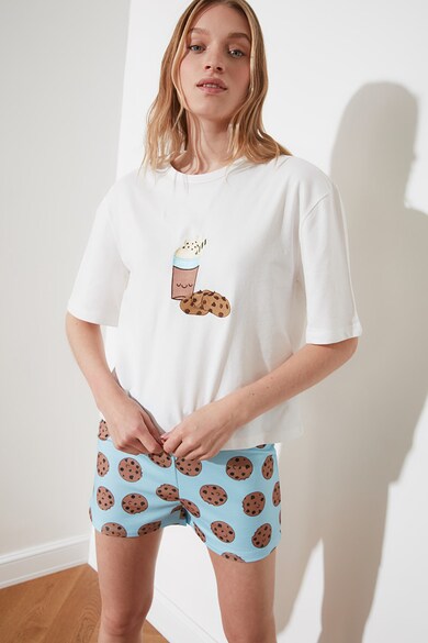 Trendyol Pijama cu maneci scurte si imprimeu Femei