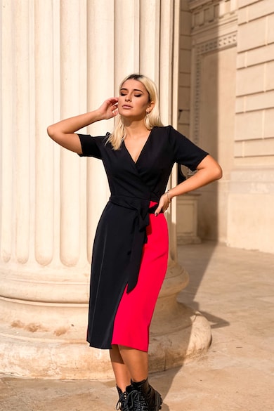 IHeart Rochie midi cu decolteu in V si cordon in talie Femei