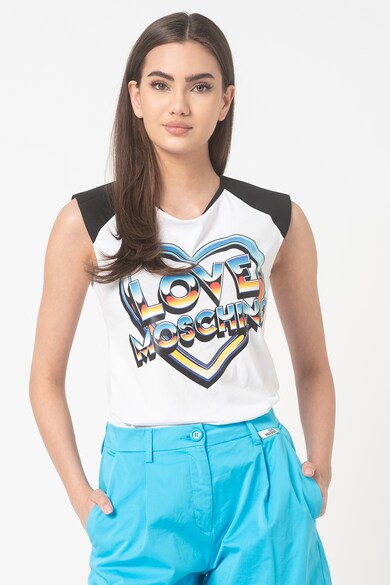 Love Moschino Tricou cu imprimeu si decolteu la baza gatului Femei