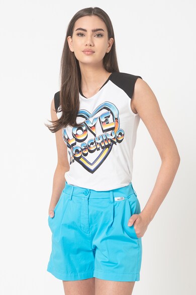 Love Moschino Tricou cu imprimeu si decolteu la baza gatului Femei