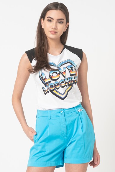 Love Moschino Tricou cu imprimeu si decolteu la baza gatului Femei