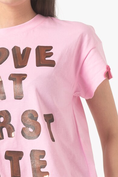 Love Moschino Tricou de bumbac cu imprimeu text Femei