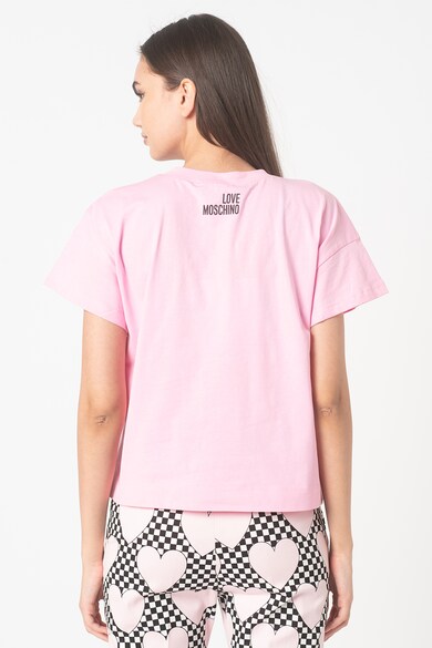 Love Moschino Tricou de bumbac cu imprimeu text Femei