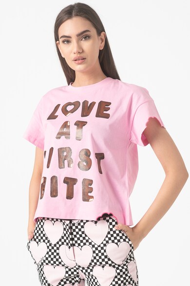 Love Moschino Tricou de bumbac cu imprimeu text Femei