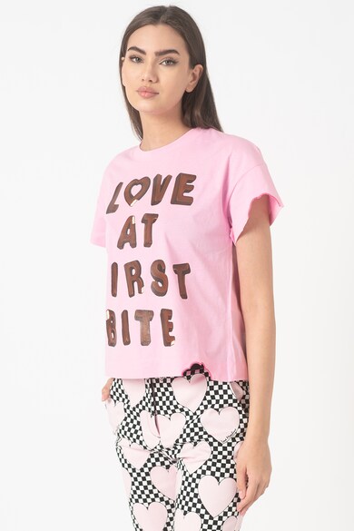 Love Moschino Tricou de bumbac cu imprimeu text Femei