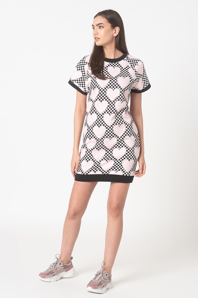 Love Moschino Rochie-tricou cu inimi si carouri Femei