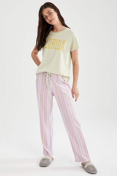 DeFacto Pijama relaxed fit de jerseu cu imprimeu text Femei