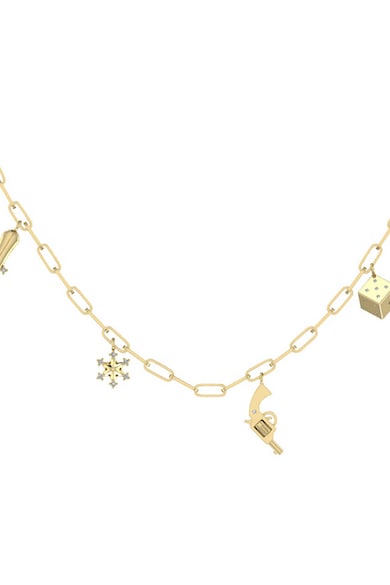 PDPAOLA Colier placat cu aur de 18K cu talismane multiple Femei