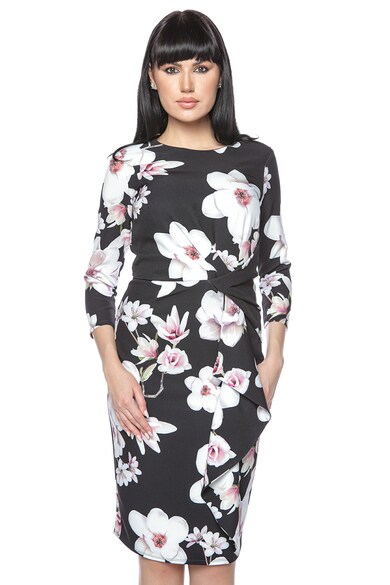 Miss One Rochie creion cu volane si imprimeu floral Femei