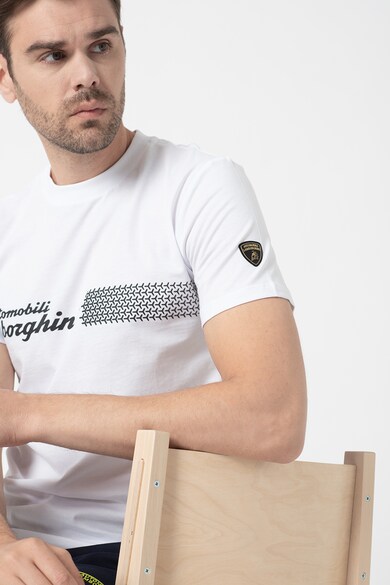 Lamborghini Tricou cu decolteu la baza gatului si imprimeu logo Barbati