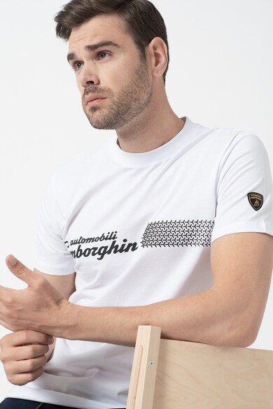 Lamborghini Tricou cu decolteu la baza gatului si imprimeu logo Barbati