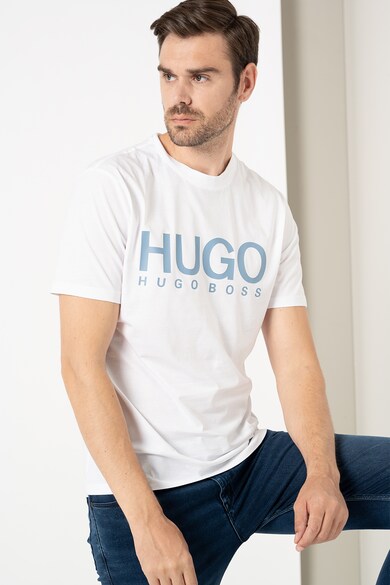 HUGO Tricou din bumbac cu imprimeu logo Barbati