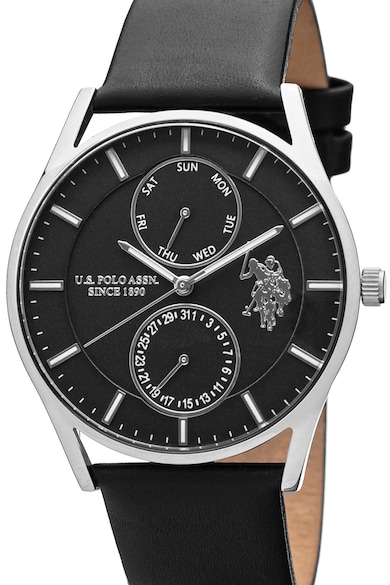 U.S. Polo Assn. Мултифункционален часовник с кожена каишка Мъже