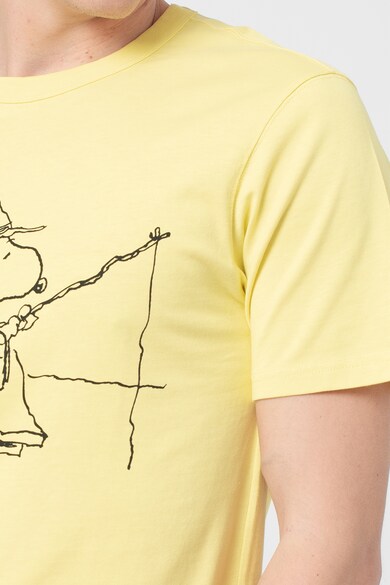 United Colors of Benetton Tricou cu decolteu la baza gatului si imprimeu cu Snoopy Barbati