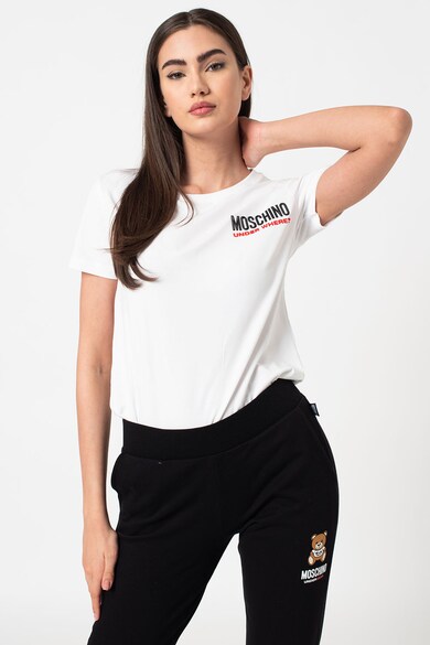 Moschino Tricou de casa cu decolteu la baza gatului si logo Femei