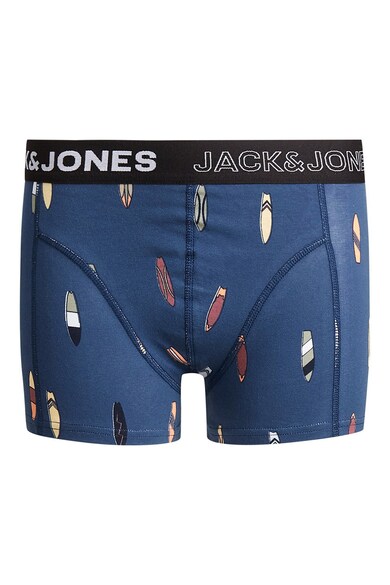 Jack & Jones Set 3 perechi de boxeri, baieti, cu imprimeuri diverse si banda logo, Negru/Alb/Albastru Baieti