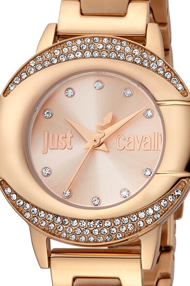 JUST CAVALLI Ceas analog metalic decorat cu cristale Femei