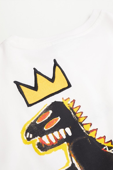 Mango Tricou cu decolteu la baza gatului si motive brodate Basquiat Barbati
