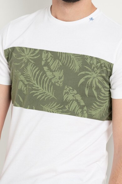 BLEND Tricou cu decolteu la baza gatului si imprimeu tropical Barbati