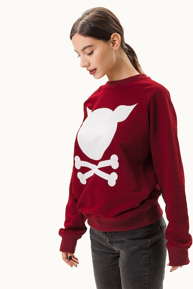 PORC Bluza sport unisex cu maneci raglan si imprimeu logo Femei