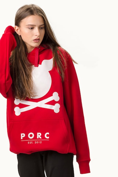 PORC Uniszex kapucnis pulóver logóval női