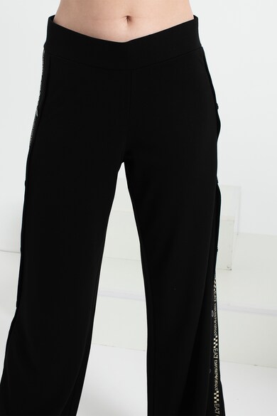 EA7 Pantaloni sport cu croiala ampla si benzi laterale cu imprimeu logo Femei
