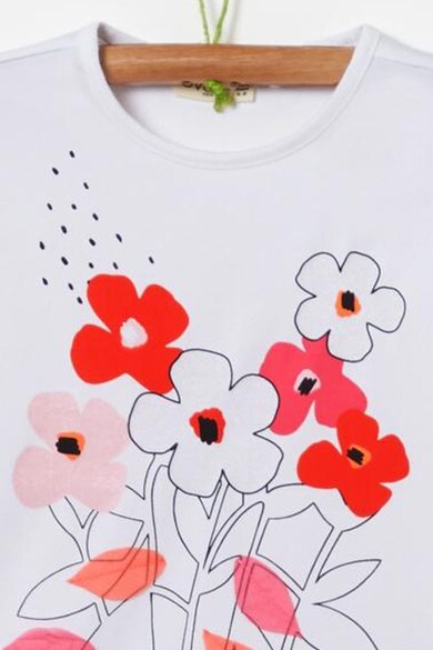 OVS Set de colanti si tricou cu imprimeu floral, 2 piese, Alb/Rosu/Negru Fete