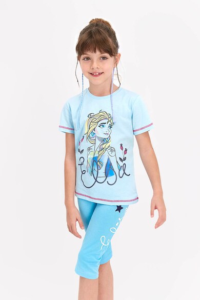 Disney Pijama cu tricou si pantaloni capri cu imprimeu cu Elsa Fete