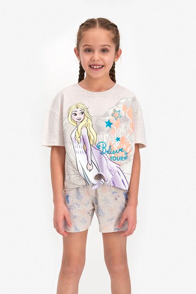 Disney Pijama cu tricou si pantaloni scurti cu imprimeu cu Elsa Fete