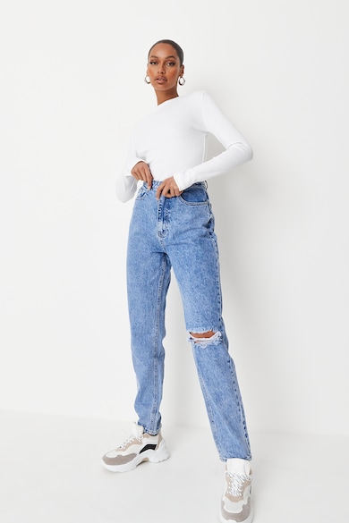 Missguided Blugi mom fit cu rupturi decorative la nivelul genunchiului Femei