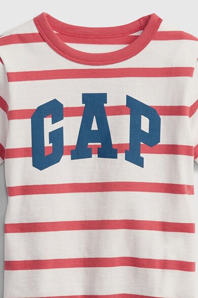 GAP Tricou de bumbac organic in dungi cu imprimeu logo Fete