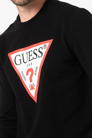 GUESS JEANS Bluza sport slim fit cu decolteu la baza gatului si imprimeu logo triunghiular Barbati